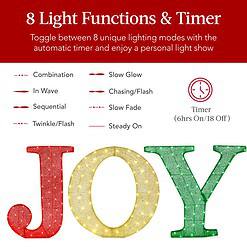 Best Choice Products 3-Piece Christmas Joy Yard Decoration, 32in 3D Lighted Outdoor Holiday Décor w/ 150 LED Lights - Red/Gold/Green