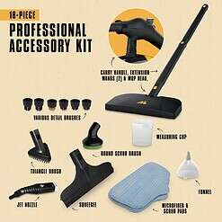 McCulloch MC1275 Heavy-Duty Steam Cleaner with 18 Accessories, Extra-Long Power Cord, Yellow/Grey