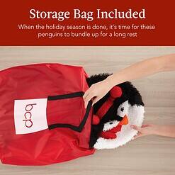 Best Choice Products 2-Piece Lighted Penguin Family, 3ft Pop-Up Outdoor Christmas Holiday Decoration - Red