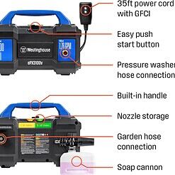 Westinghouse ePX3100v Electric Pressure Washer, 2100 Max PSI 1.76 Max GPM