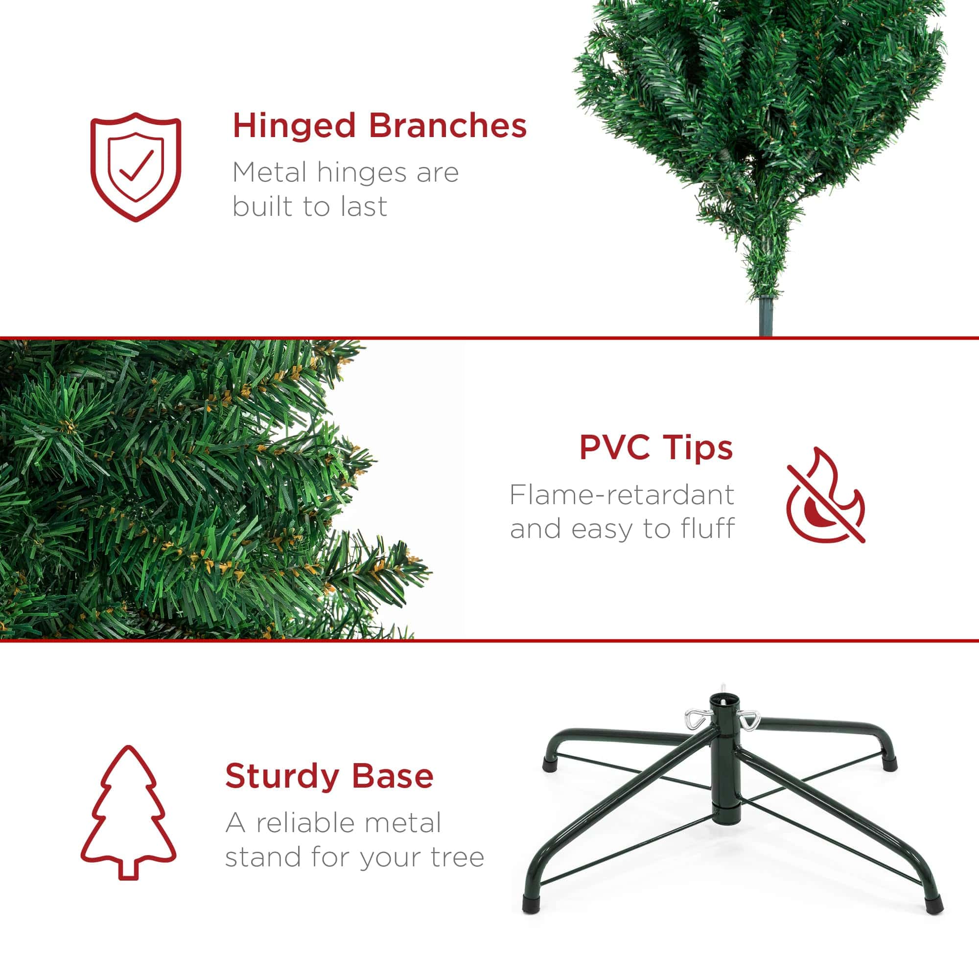Best Choice Products Artificial Christmas Tree, 4.5ft Premium Unlit Hinged Design