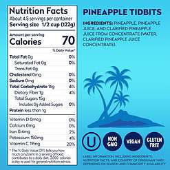 Dole Canned Fruit, Pineapple Tidbits in 100% Pineapple Juice, Gluten Free, Pantry Staples, 20 Oz, 12 Count, Packaging May Vary