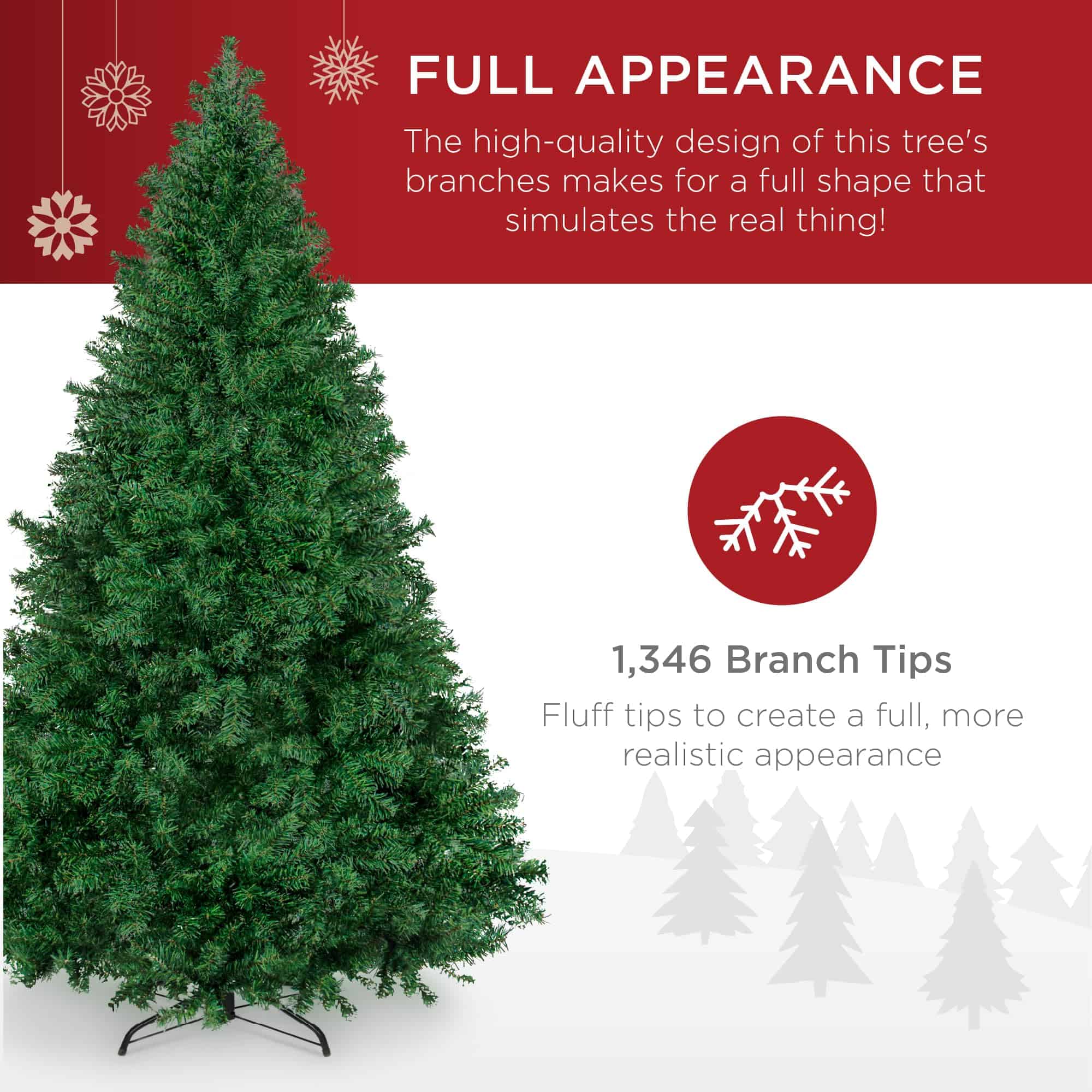 Best Choice Products Artificial Christmas Tree, 7.5ft Premium Unlit Hinged Design