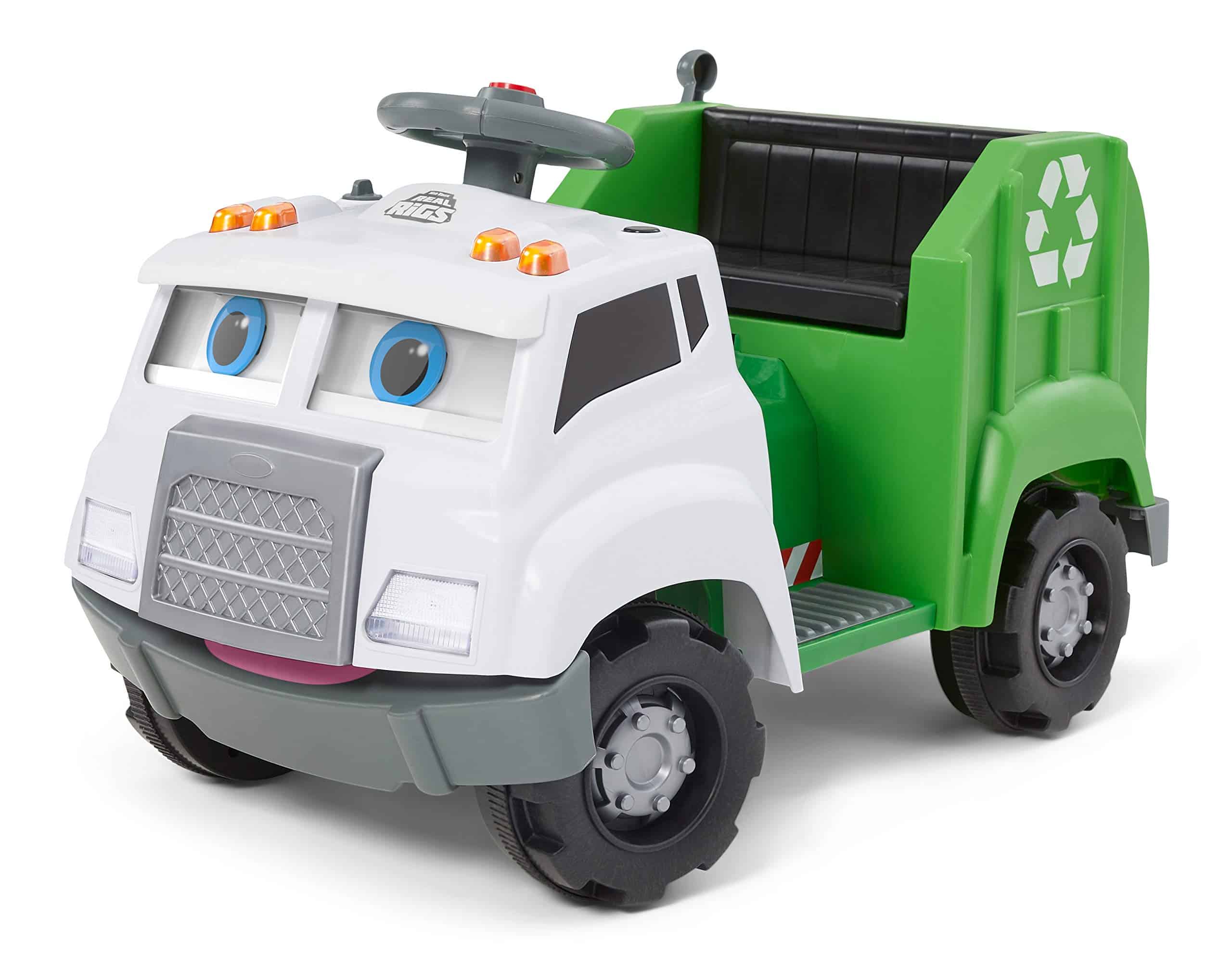 Kid Trax Real Rigs Toddler Recycling Truck Interactive Ride On Toy, Kids Ages 1.5-4 Years, 6 Volt Battery and Charger, Green