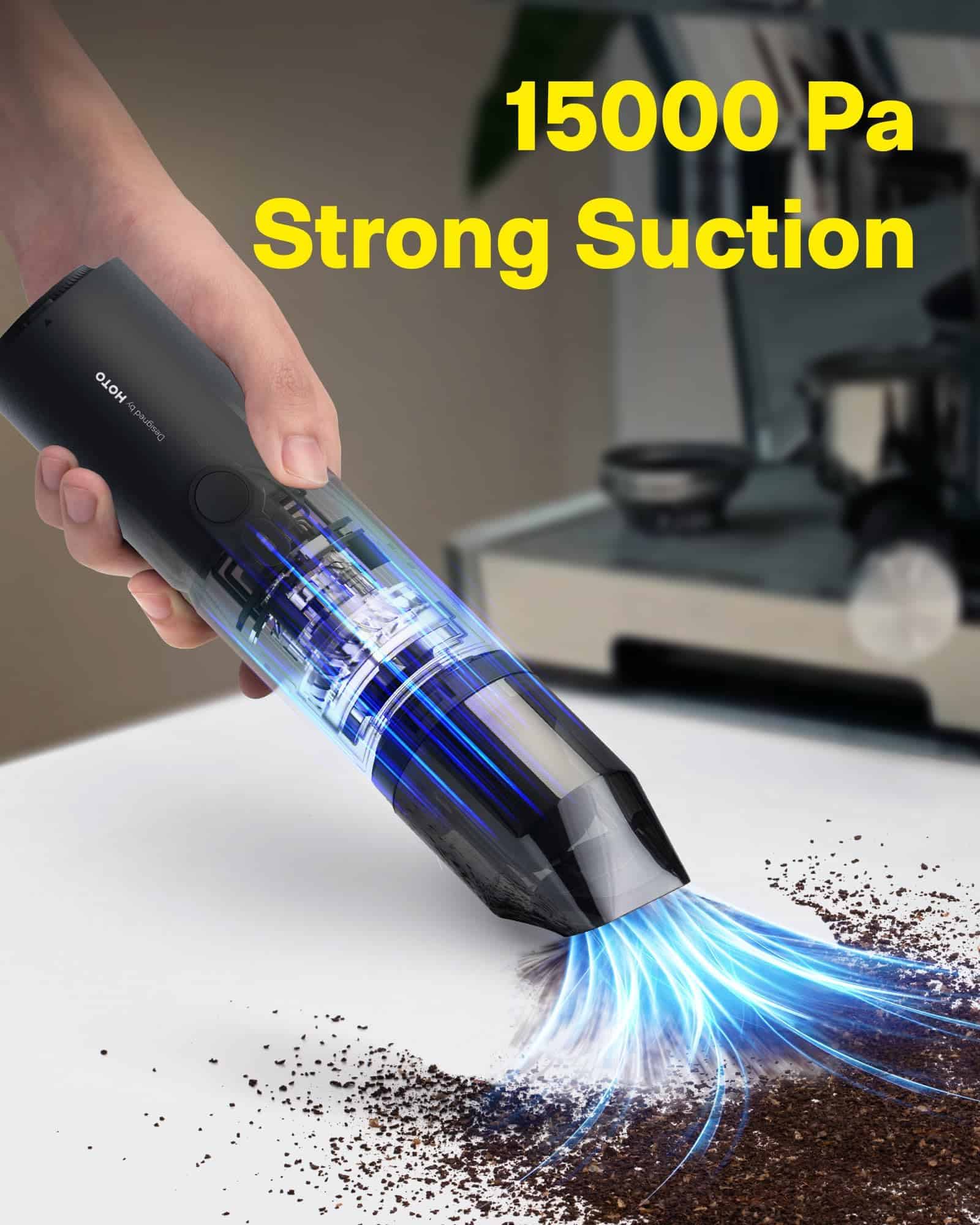HOTO Handheld Vacuum Cleaner Cordless, Desk Vacuum Cleaner Compressed Electric Air Duster 15000Pa Suction