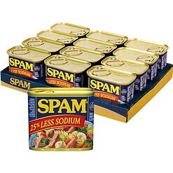 SPAM Less Sodium, 12 Oz (Pack Of 12)