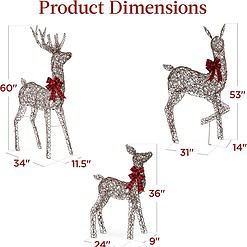 Best Choice Products 3-Piece Large Lighted Christmas Deer Family Set 5Ft Outdoor Yard Decoration - Brown