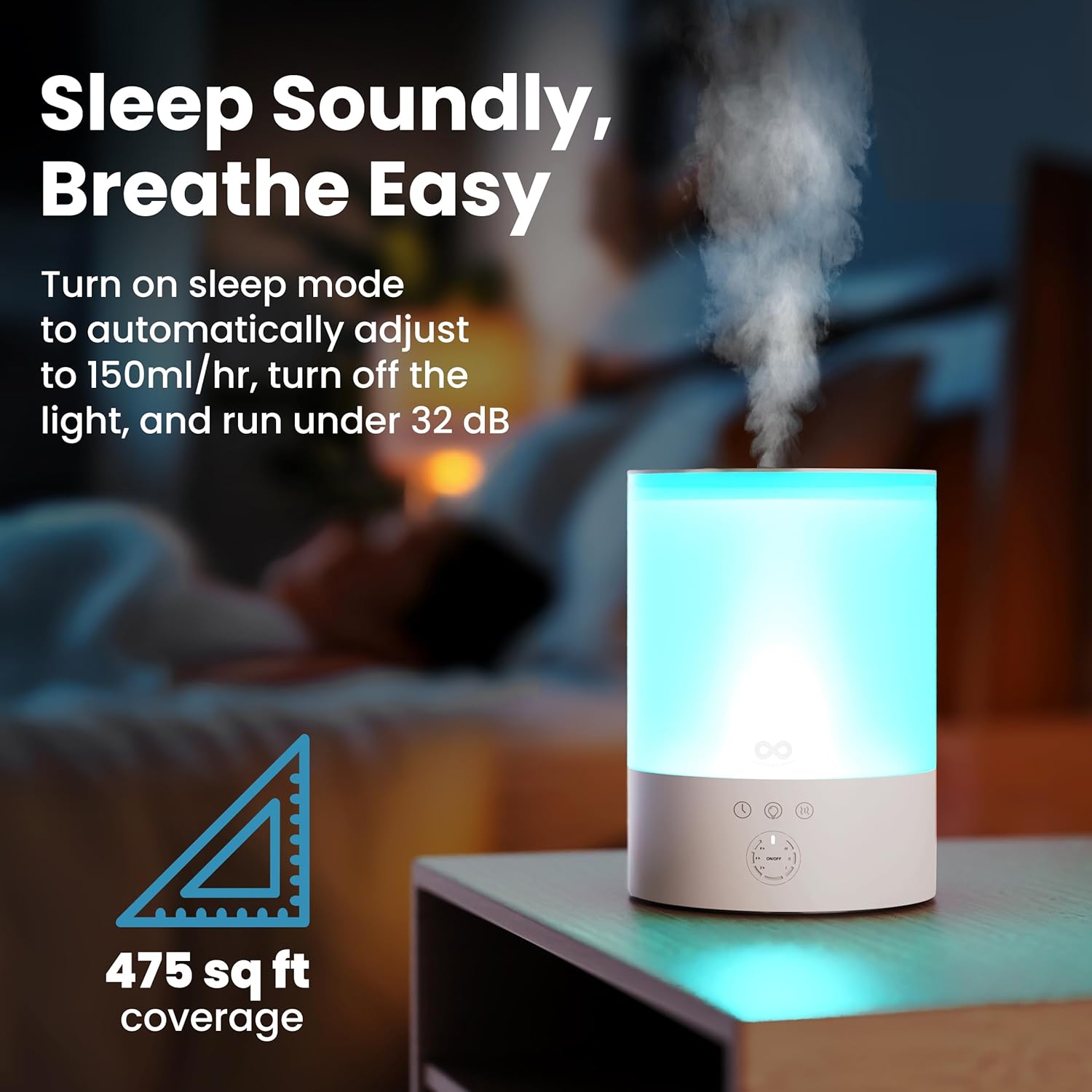 Everlasting Comfort 2.5L Top Fill Humidifiers for Bedroom, Quiet Ultrasonic Cool Mist Humidifier - Image 5