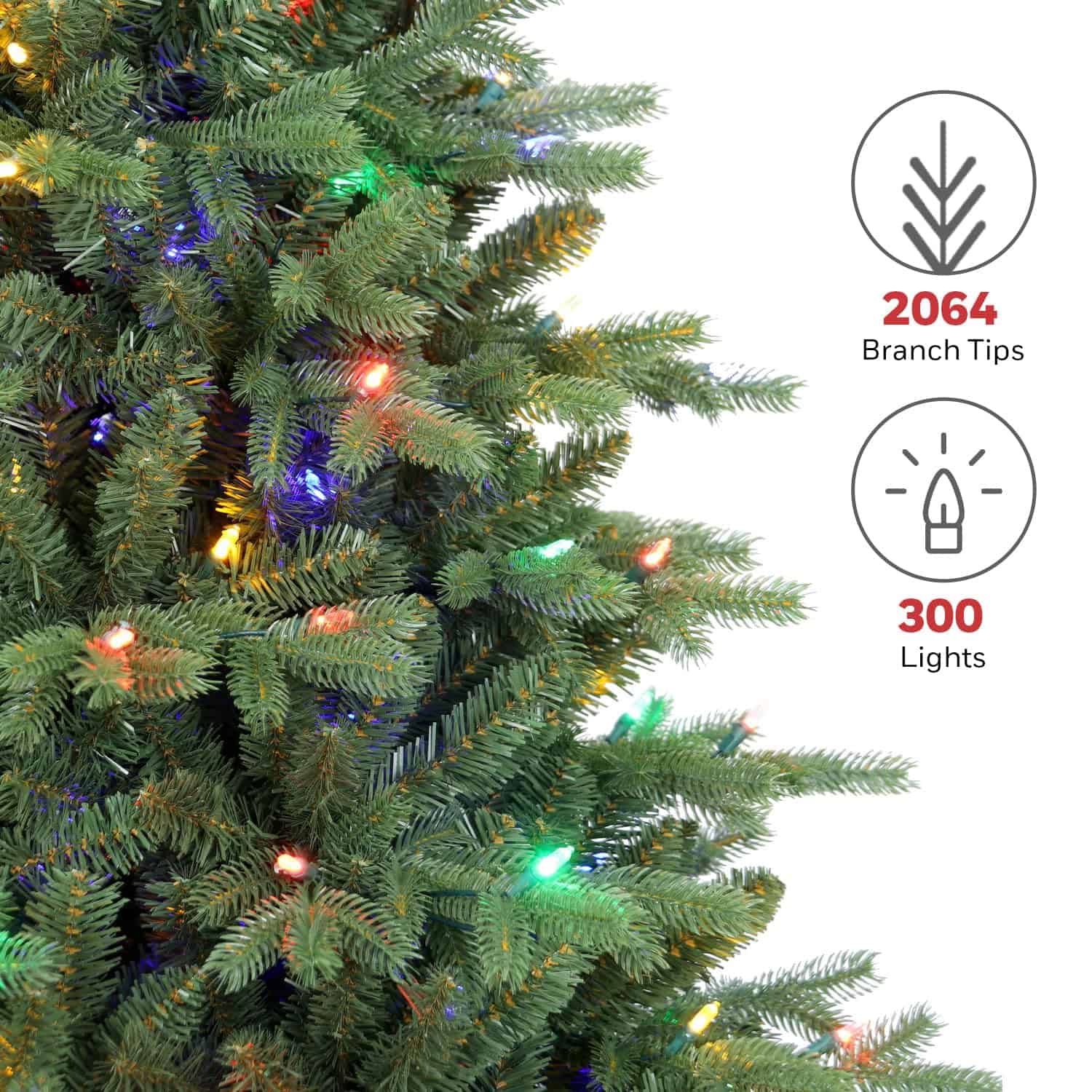 Honeywell 6.5 ft Pre-Lit Christmas Tree with 2064 PVC/PE Tips, Churchill Pine Artificial Christmas Tree with 300 Color Changing LEDs