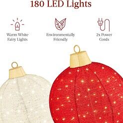 Best Choice Products 2pc Lighted Pop-Up Outdoor Christmas Ornament Set - Red/White