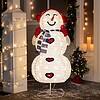JOIEDOMI 3FT 3D Christmas Collapsible Snowman with Earmuff Yard Light Decorations 120 Pre-Lit LED Warm White Lights