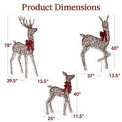 Best Choice Products 6.5ft 3-Piece Large Lighted Christmas Deer Family Set, Outdoor Yard Decoration - Rattan