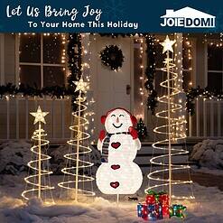 JOIEDOMI 3FT 3D Christmas Collapsible Snowman with Earmuff Yard Light Decorations 120 Pre-Lit LED Warm White Lights