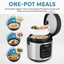 Aroma Housewares ARC-994SB Rice & Grain Cooker Slow Cook, Steam, Oatmeal, Risotto, 8-cup cooked/4-cup uncooked/2Qt, Stainless Steel