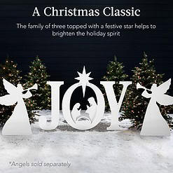 Best Choice Products 46in Outdoor Joy Christmas Nativity Decoration, 3 Piece Yard Decor Sign Holy Weather Resistant PVC Silhouette - White