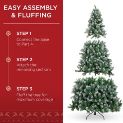 Best Choice Products 6ft Pre-Decorated Holiday Christmas Tree for Home, Office, Party Decoration