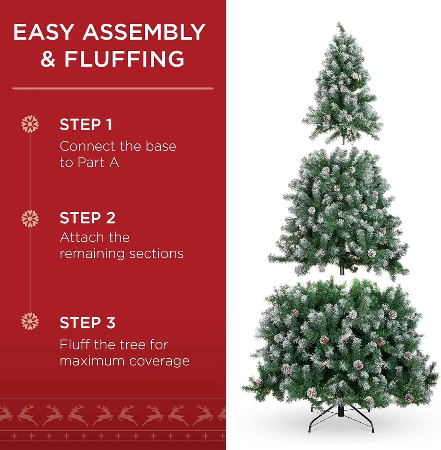 Best Choice Products 6ft Pre-Decorated Holiday Christmas Tree for Home, Office, Party Decoration