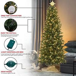 Honeywell 7.5 ft Pre-Lit Christmas Tree, Churchill Pine Artificial Christmas Tree with 400 Color Changing LEDs