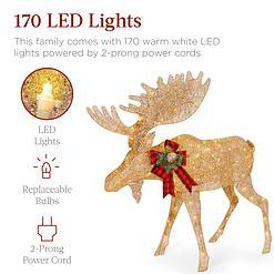 Best Choice Products 2-Piece Moose Family, Lighted Outdoor All-Weather Christmas Yard Decoration Light-Up Décor Set - Gold