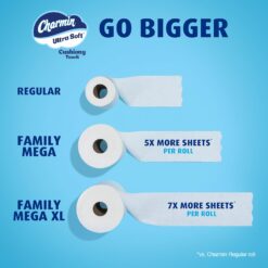 Charmin Toilet Paper Ultra Soft Cushiony Touch, 30 Family Mega Rolls = 153 Regular Rolls