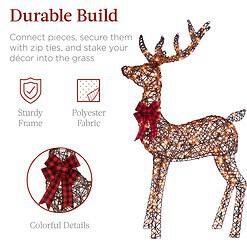 Best Choice Products 6.5ft 3-Piece Large Lighted Christmas Deer Family Set, Outdoor Yard Decoration - Rattan