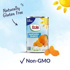Dole Canned Fruit, Mandarin Oranges in Light Syrup, Gluten Free, Pantry Staples, 15 Oz, 12 Count