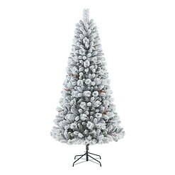 Holiday Time 7.5ft Pre-Lit Flocked Lakewood Spruce Artificial Christmas Tree, Green, 300 LED