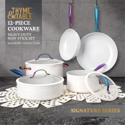 Thyme & Table Signature 12-Piece Cookware Set Non-Stick - Cream Rainbow