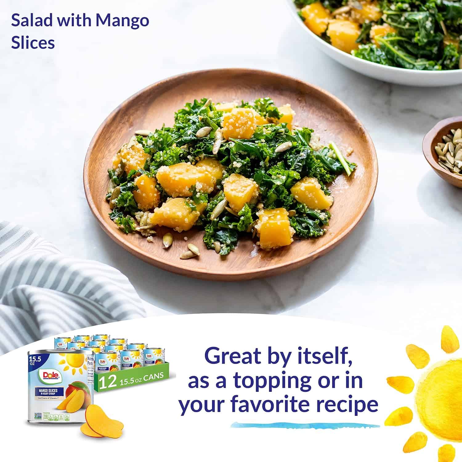 Dole Canned Fruit, Mango Slices in Heavy Syrup, Gluten Free, Pantry Staples, 15.5 Oz, 12 Count, Packaging May Vary