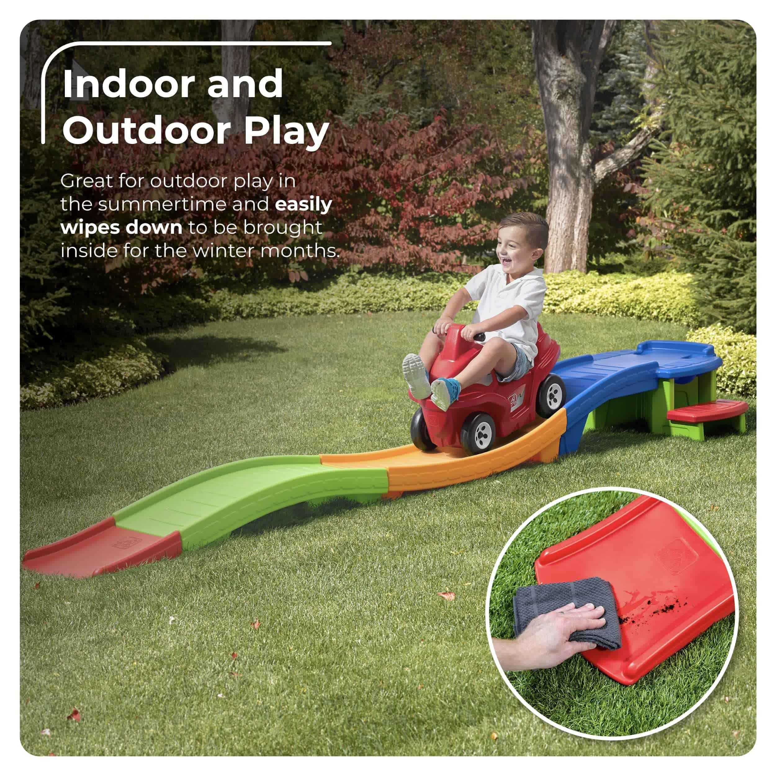 Step2 Up & Down Roller Coaster Kids Ride On Toy, Push Car, Indoor/Outdoor Playset, Multicolor