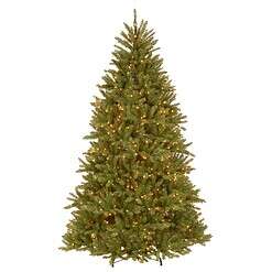 National Tree Company Pre-Lit Artificial Full Christmas Tree, Green, Dunhill Fir, White Lights, Includes Stand, 7.5 Feet