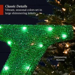 Best Choice Products 3-Piece Christmas Joy Yard Decoration, 32in 3D Lighted Outdoor Holiday Décor w/ 150 LED Lights - Red/Gold/Green