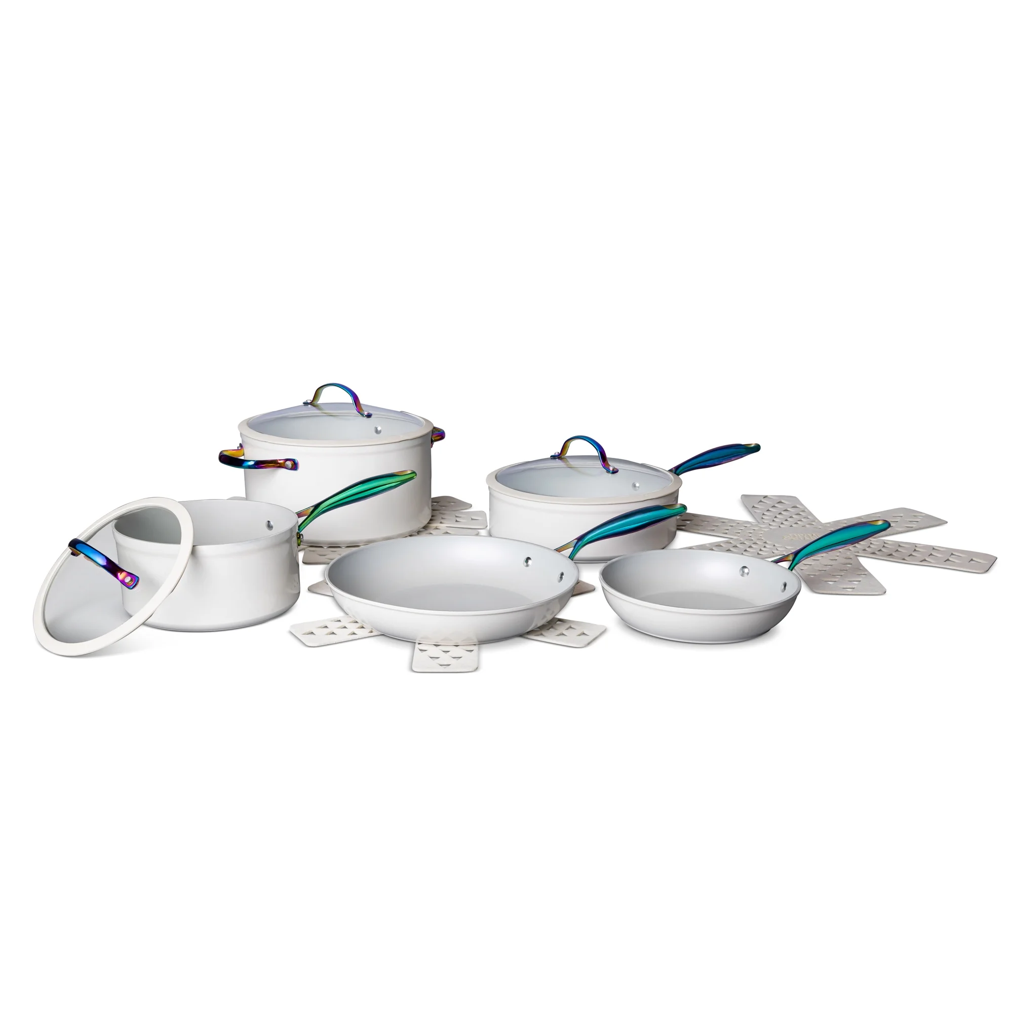 Thyme & Table Signature 12-Piece Cookware Set Non-Stick - Cream Rainbow