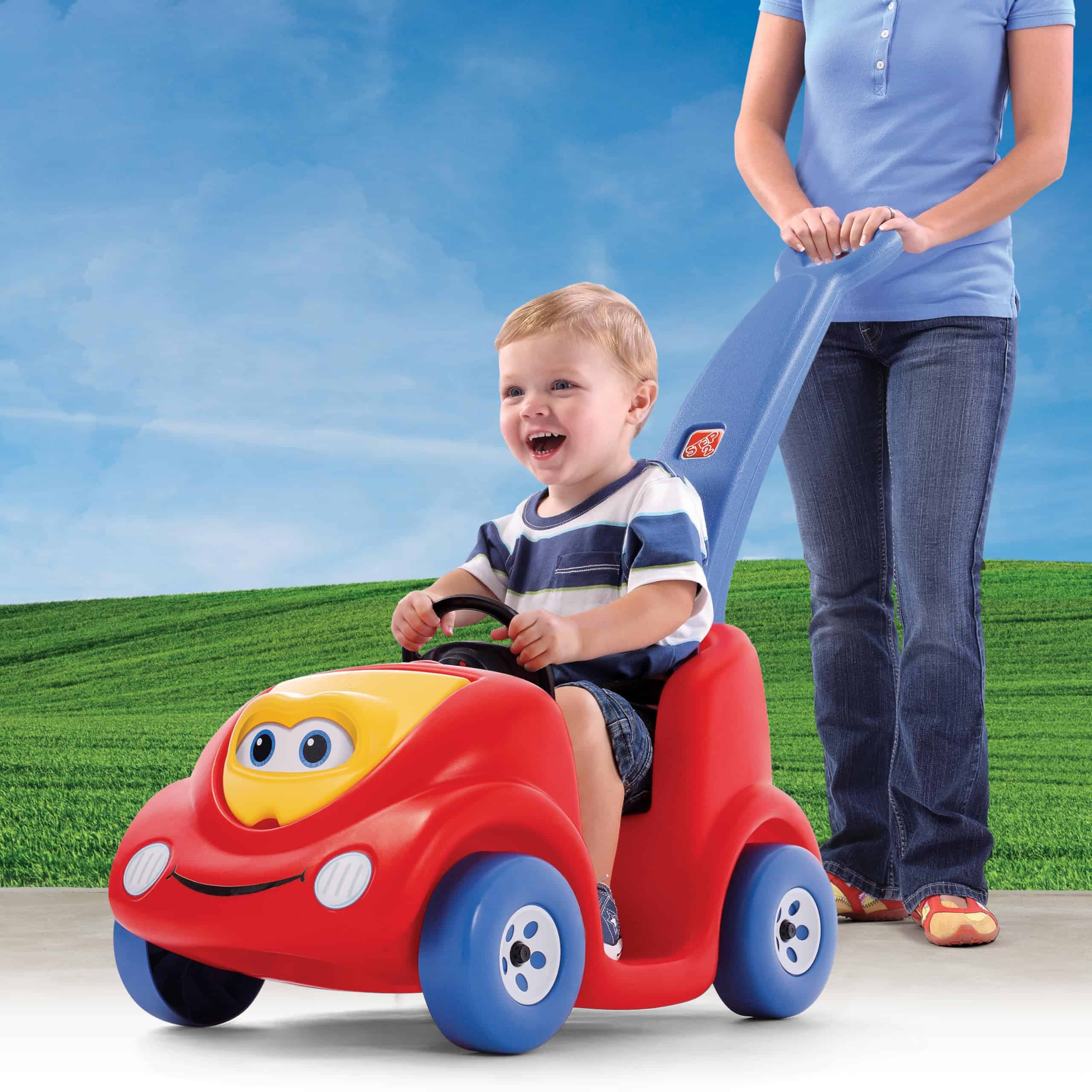 Step2 Push Around Buggy Kids Push Car, Ride On Toy, Stroller Substitute, Includes Seat Belt & Horn, Made of Durable Plastic, Red