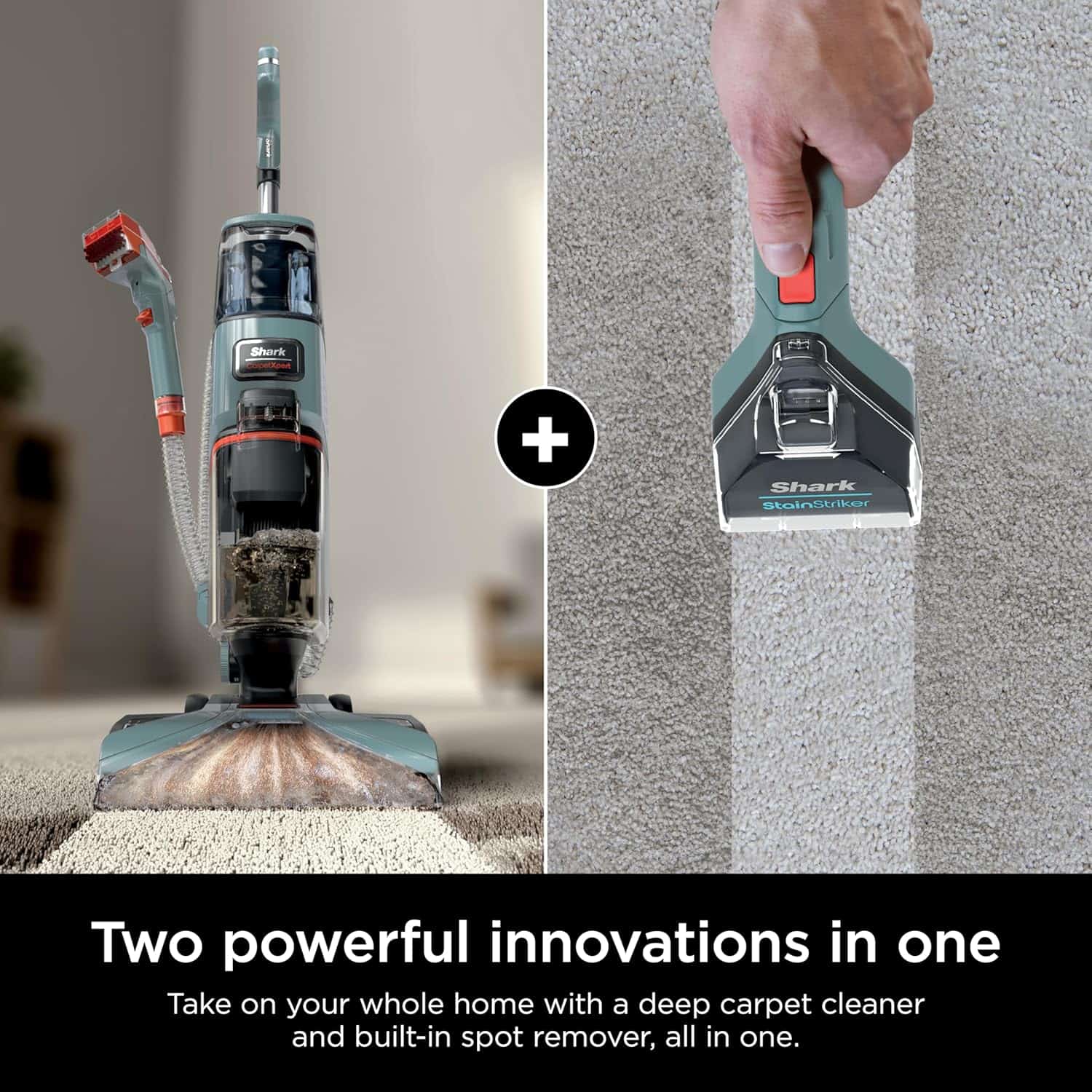 Shark CarpetXpert Upright Deep Carpet Cleaner with Handheld Spot & Stain Eliminator, 12oz Cleanser, Dirt & Grime Removal, Carpet Shampooer, Slate Green, EX151