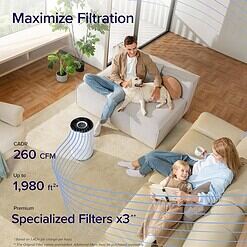 LEVOIT Air Purifiers for Home Large Room Up to 1980 Ft² in 1 Hr, Core 400S-P, White