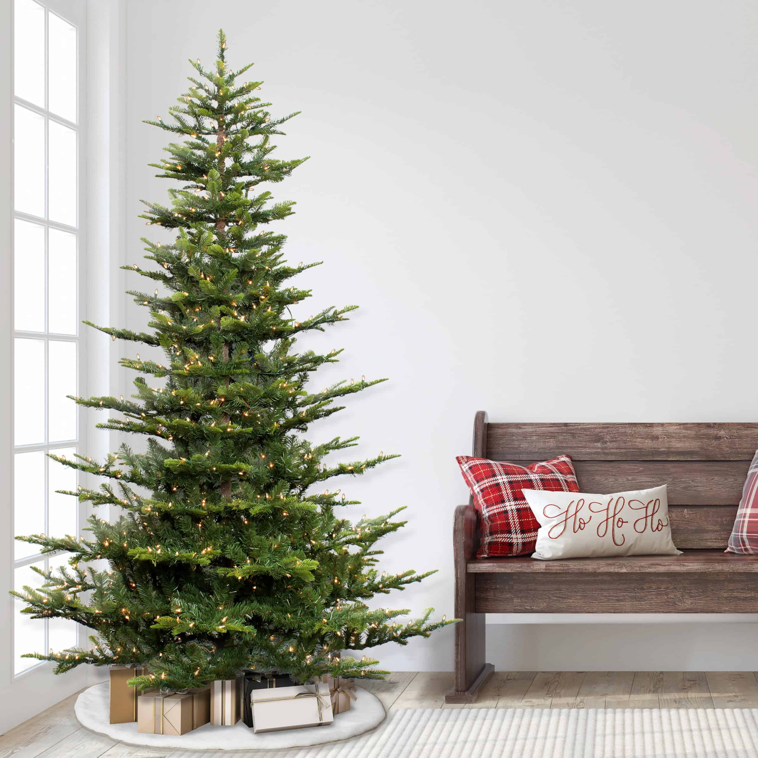Puleo International 7.5 Foot Pre-Lit Aspen Fir Artificial Christmas Tree with 700 UL Listed Clear Lights Green