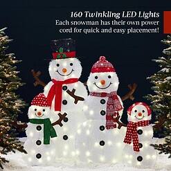 Best Choice Products 4ft 4-Piece 2D Lighted Christmas Snowman Family Set, Large Outdoor Yard Decor Holiday Decoration w/ 160 Twinkling LED Lights