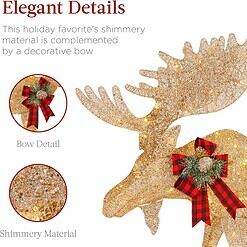 Best Choice Products 2-Piece Moose Family, Lighted Outdoor All-Weather Christmas Yard Decoration Light-Up Décor Set - Gold