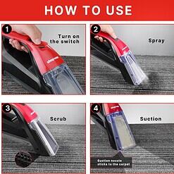 Shop-Vac Spot Cleaner for Carpet and Upholstery, Portable Cordless Carpet Cleaner, with 2 Bottle of 8 oz Spot & Stain Formula, Red