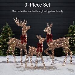 Best Choice Products 3-Piece Large Lighted Christmas Deer Family Set 5Ft Outdoor Yard Decoration - Brown