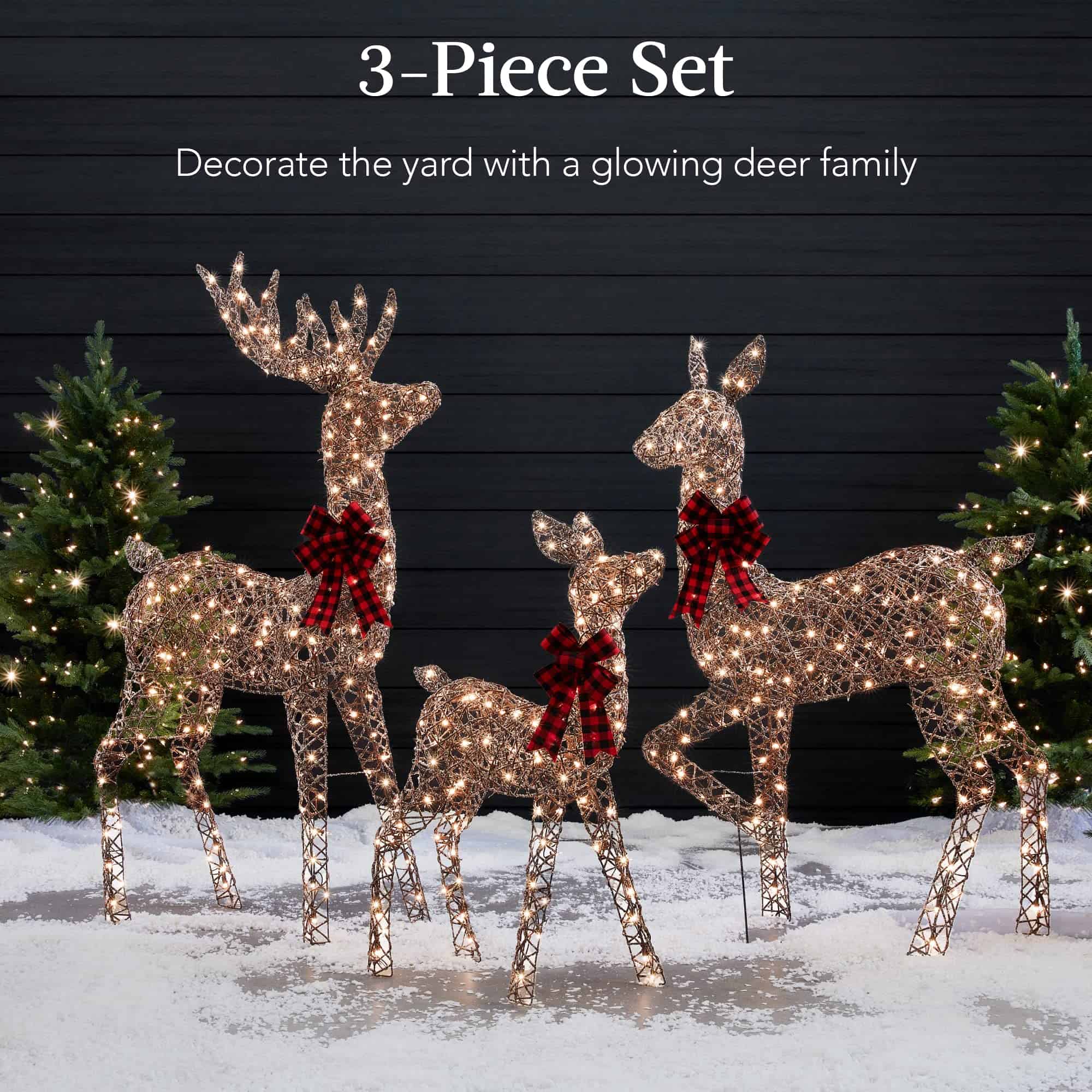 Best Choice Products 3-Piece Large Lighted Christmas Deer Family Set 5Ft Outdoor Yard Decoration - Brown