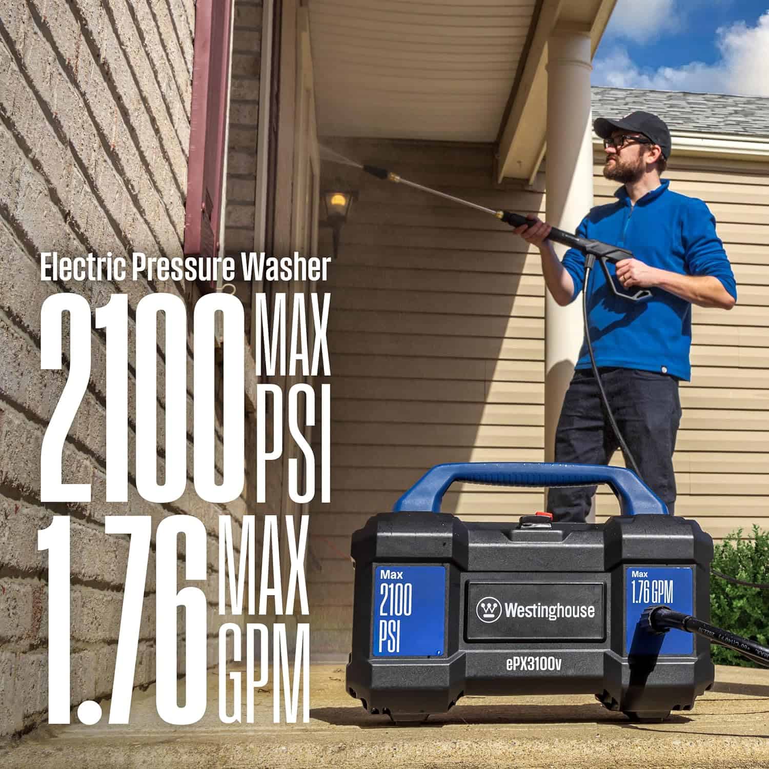 Westinghouse ePX3100v Electric Pressure Washer, 2100 Max PSI 1.76 Max GPM