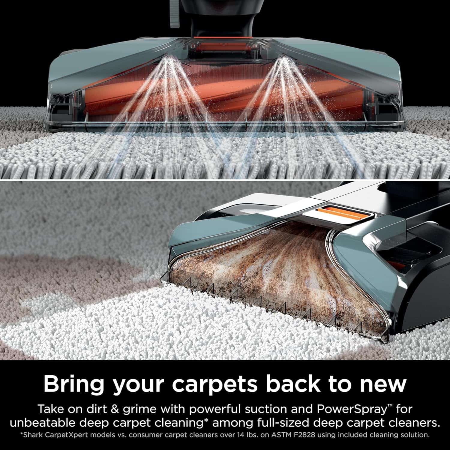 Shark CarpetXpert Upright Deep Carpet Cleaner with Handheld Spot & Stain Eliminator, 12oz Cleanser, Dirt & Grime Removal, Carpet Shampooer, Slate Green, EX151