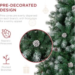Best Choice Products 9ft Pre-Decorated Holiday Christmas Tree for Home, Office, Party Decoration w/ 2,028 PVC Branch Tips