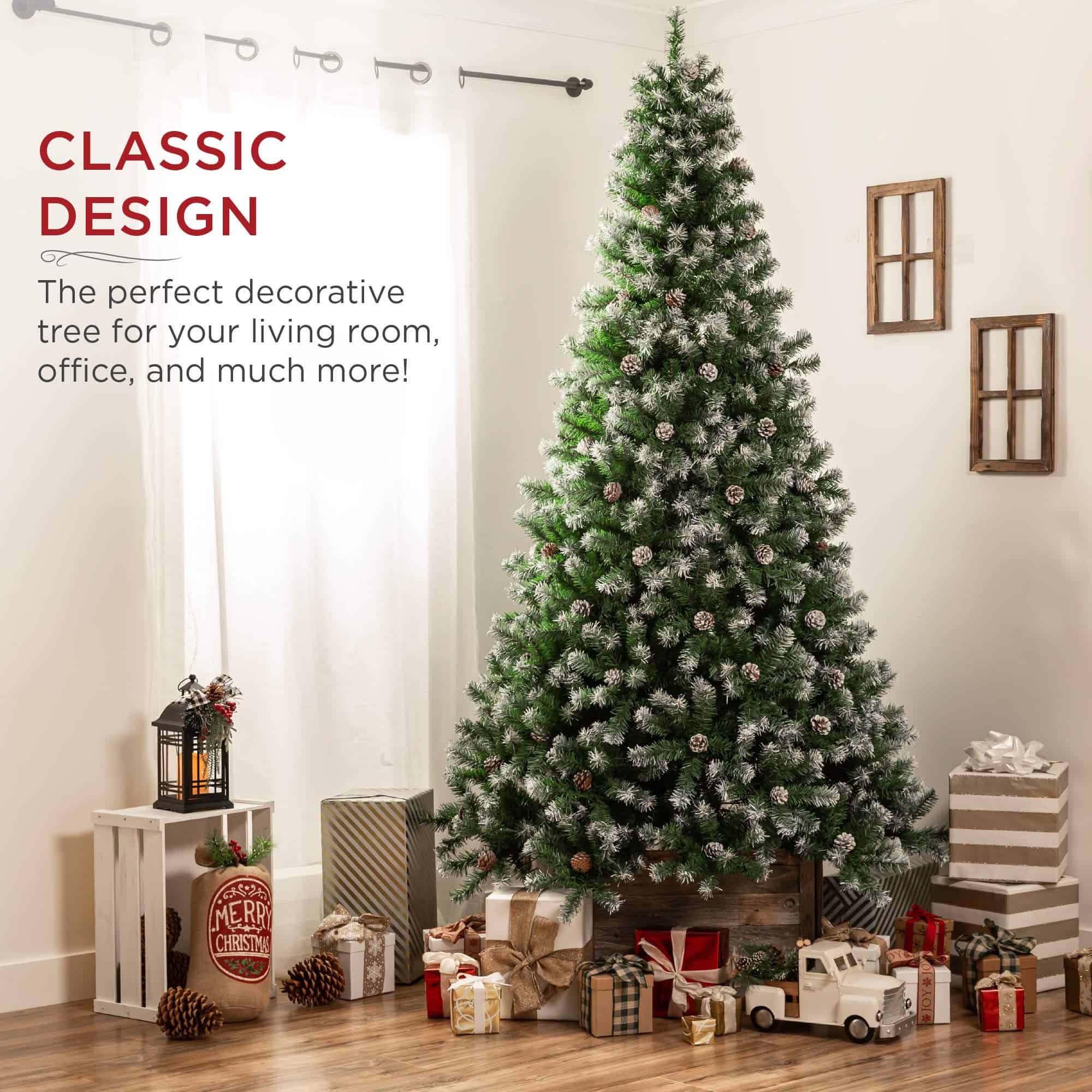 Best Choice Products 6ft Pre-Decorated Holiday Christmas Tree for Home, Office, Party Decoration