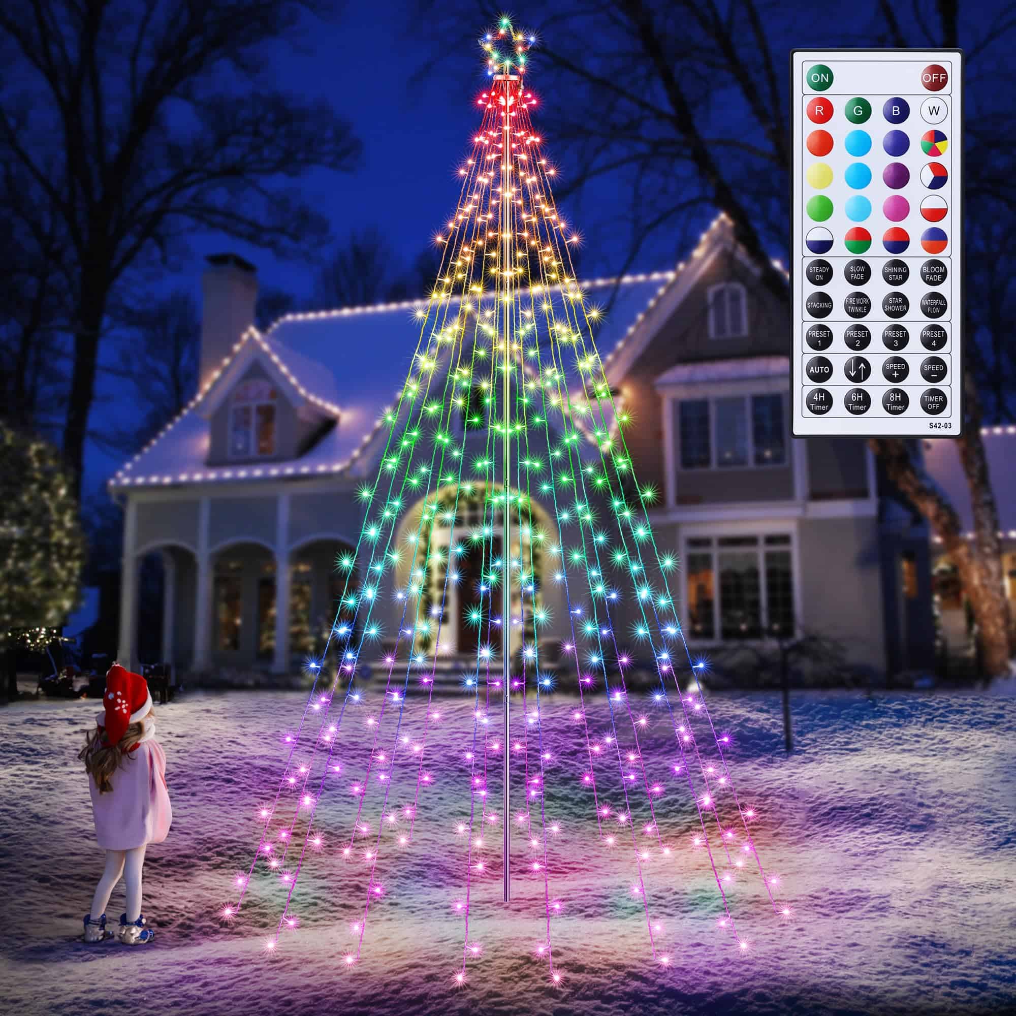 Lomotech RGB Color Changing Christmas Tree Lights - 10Ft 404 LED with 7.08" Topper
