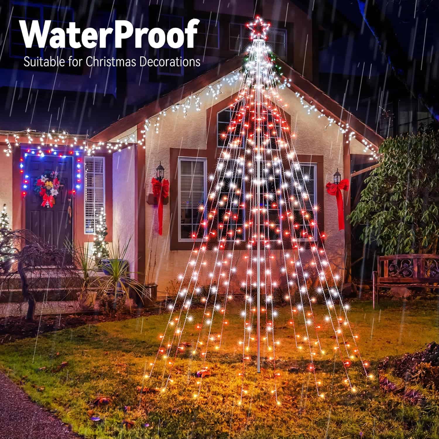 Lomotech RGB Color Changing Christmas Tree Lights - 10Ft 404 LED with 7.08" Topper