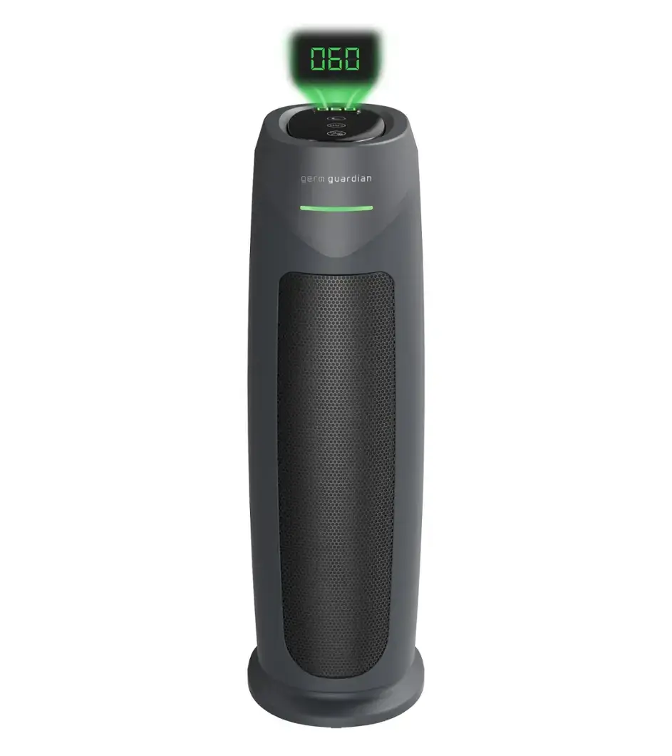 GermGuardian 743 Sq. Ft. Tower Air Purifier with HEPA Filter, Intellisense Air Quality Monitor, UV-C, AC4880G - Graphite