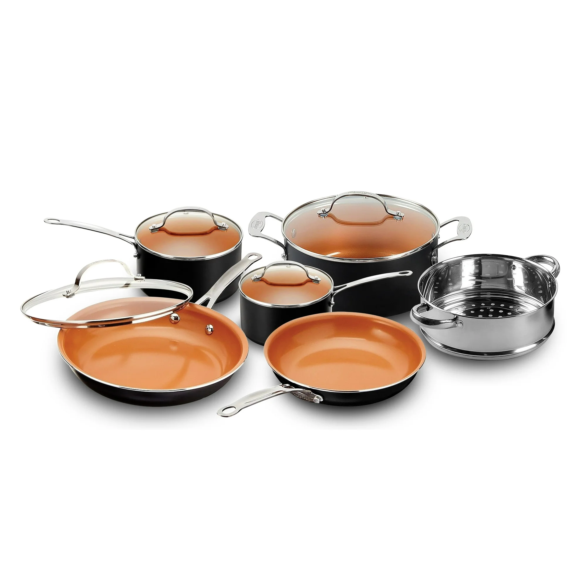 Gotham Steel Nonstick Pots and Pans 10 Piece Kitchen Ceramic Cookware Set Cooking Frying Skillet Sauce Pan Gray